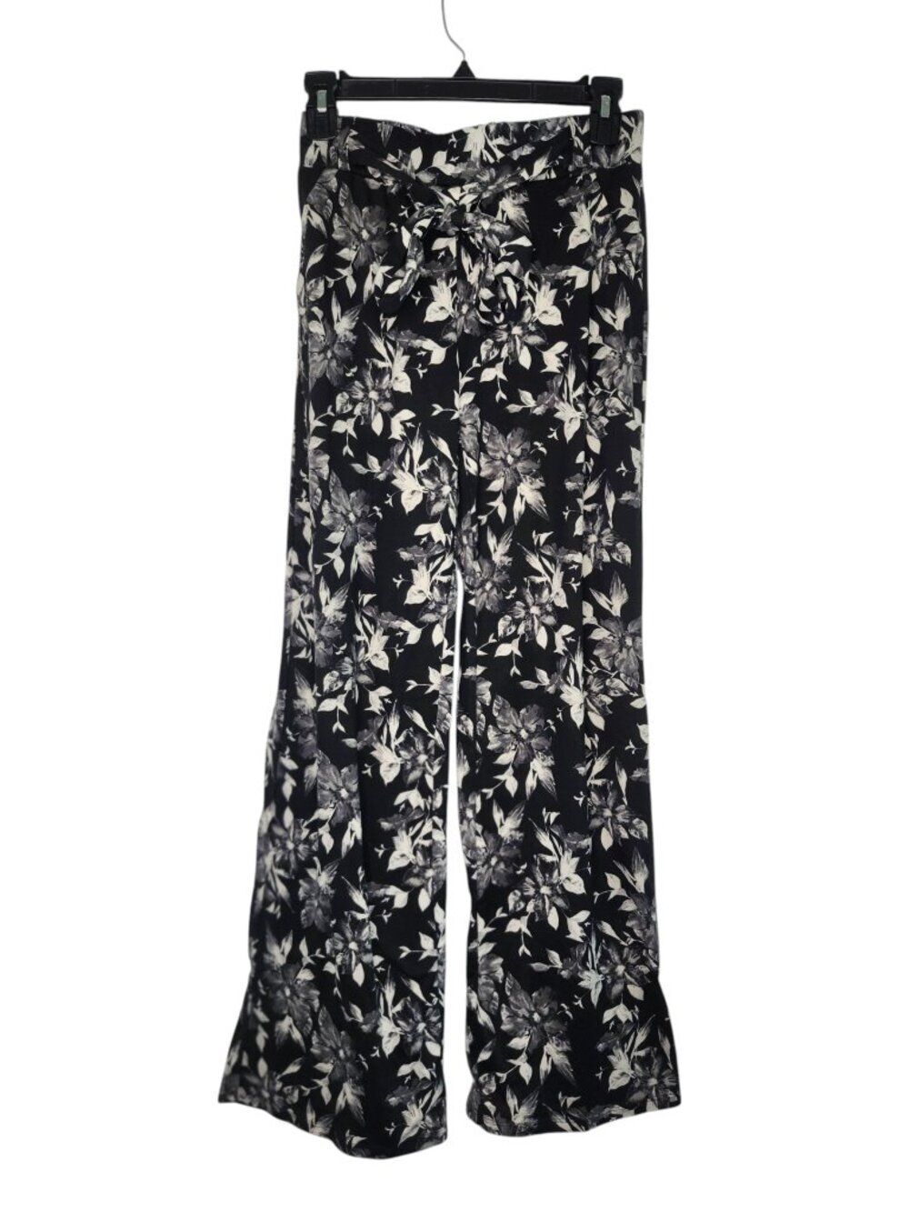Joe B Black and White Floral Print Tie Waist Pants Size Small